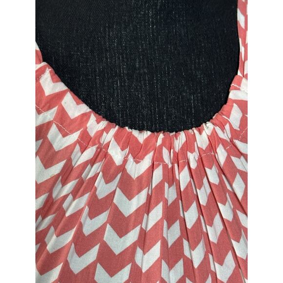 Women’s Summer Dress Orange White Chevron Pattern Slip On Dress Pockets Size (M) - Picture 3 of 16
